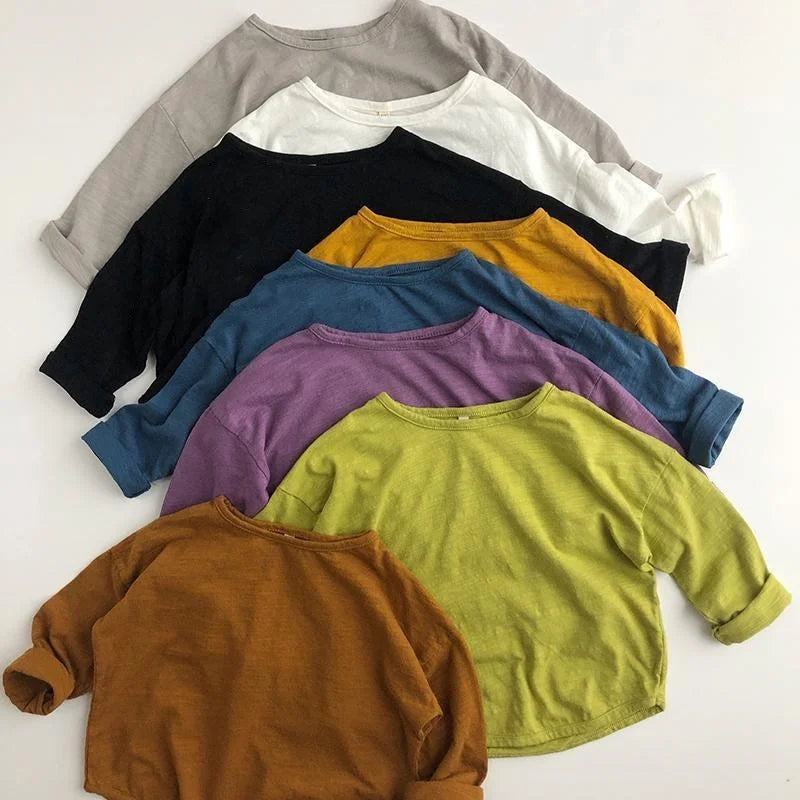 Camiseta básica de manga larga 100 % algodón para bebé