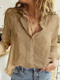 Camisa de algodón y lino con botones