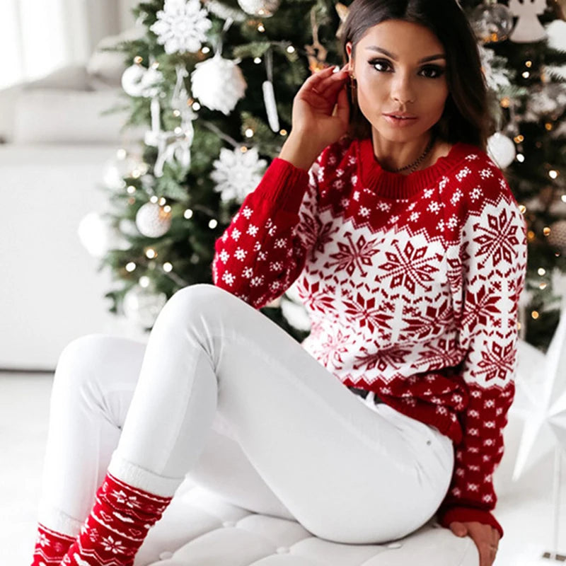 Jersey navideño de punto con copos de nieve