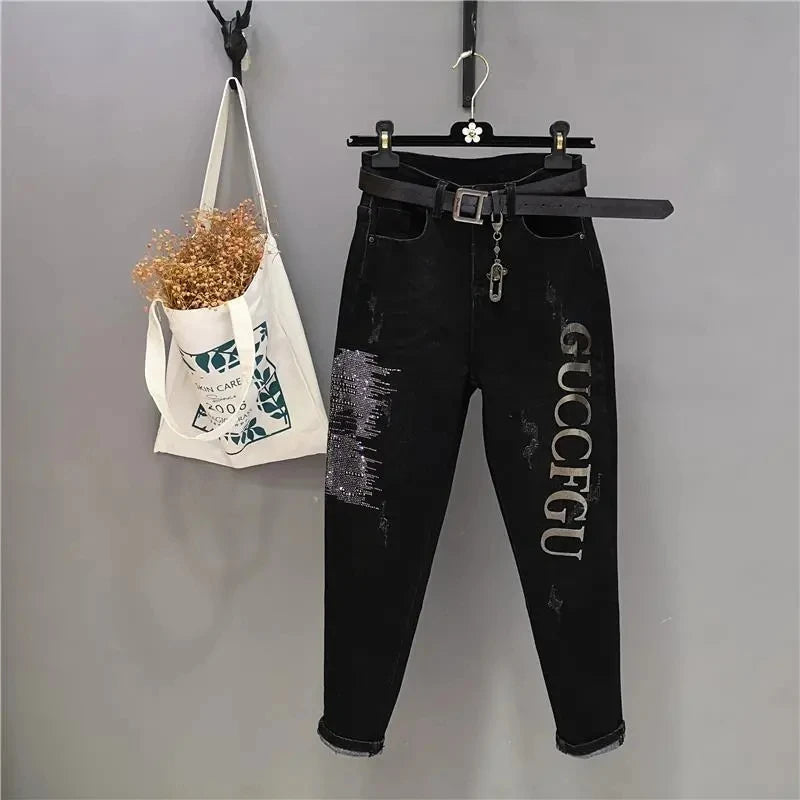 Vaquero pitillo de tiro alto elástico para mujer (hasta 5XL)