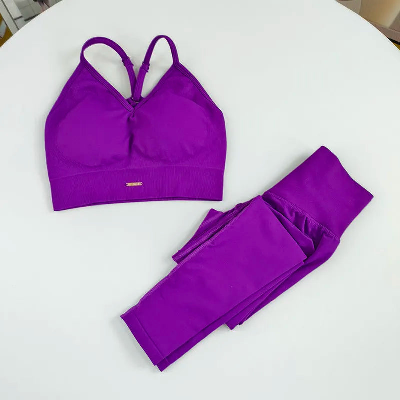 Conjunto deportivo: sujetador y mallas sin costuras