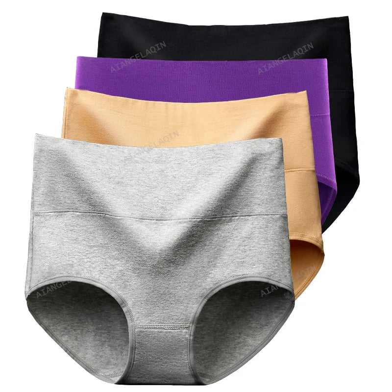 Pack de 4 bragas de cintura alta de algodón