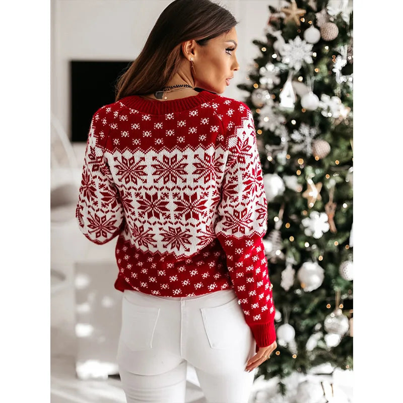 Jersey navideño de punto con copos de nieve