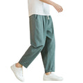 Pantalón de lino y algodón con cordón para hombre