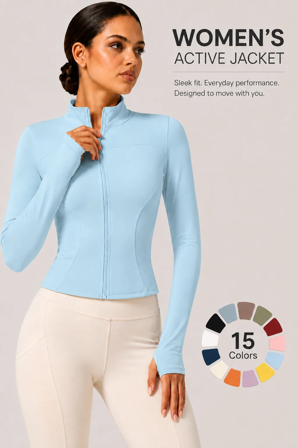 Chaqueta deportiva entallada con cremallera para mujer