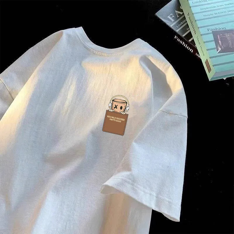 Camiseta oversize de algodón con estampado minimalista