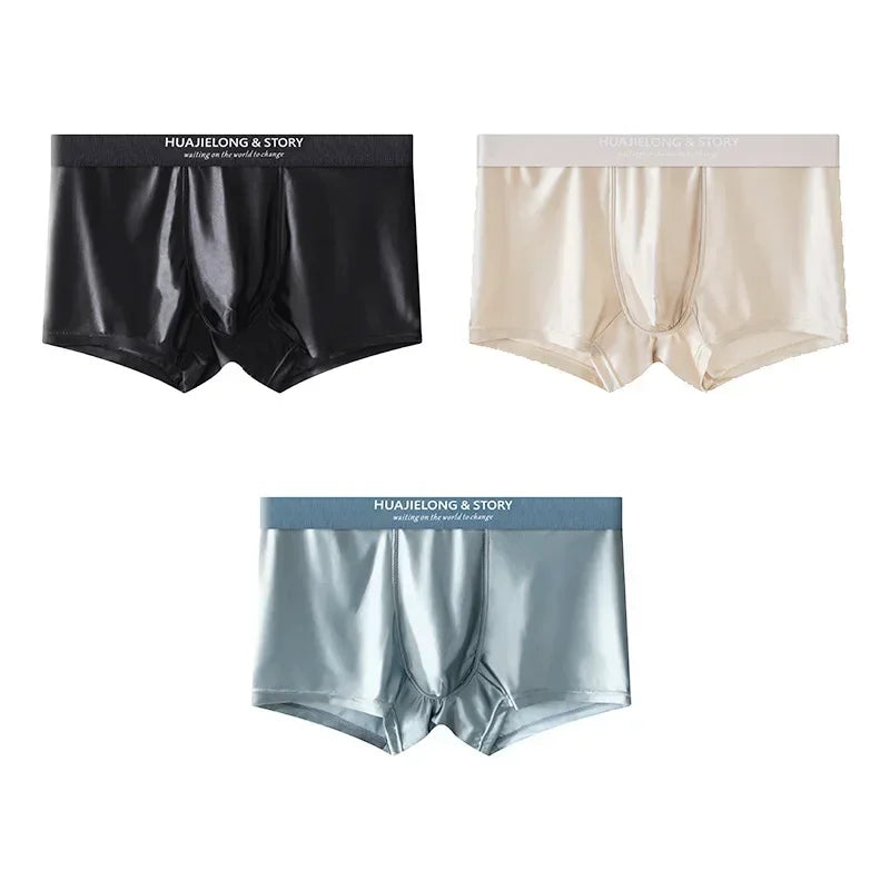Calzoncillos bóxer de seda fría para hombre (1 o 3 uds)
