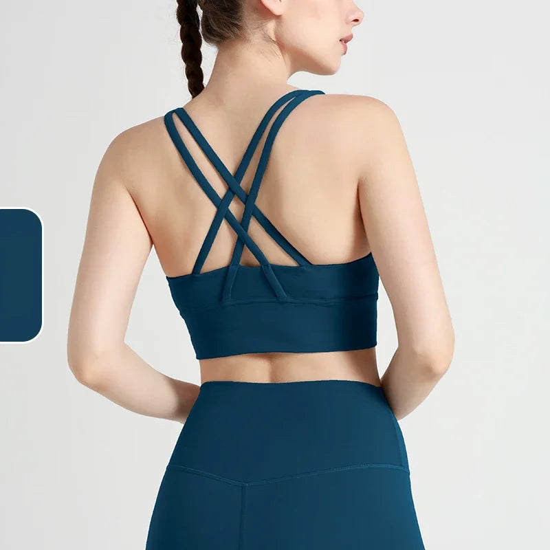 Top deportivo de espalda cruzada para mujer