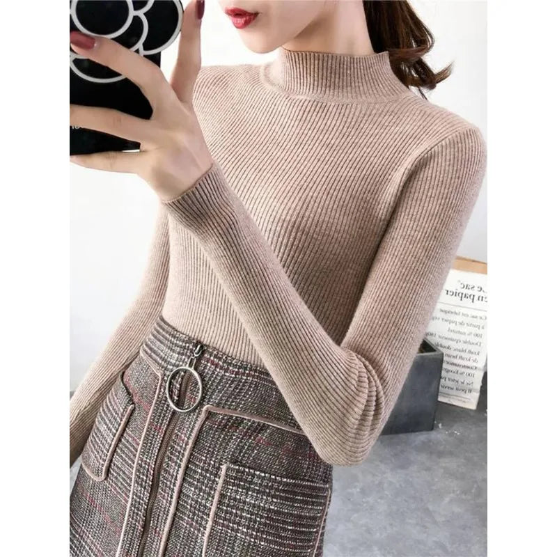 Jersey ajustado de cuello medio alto (talla única)