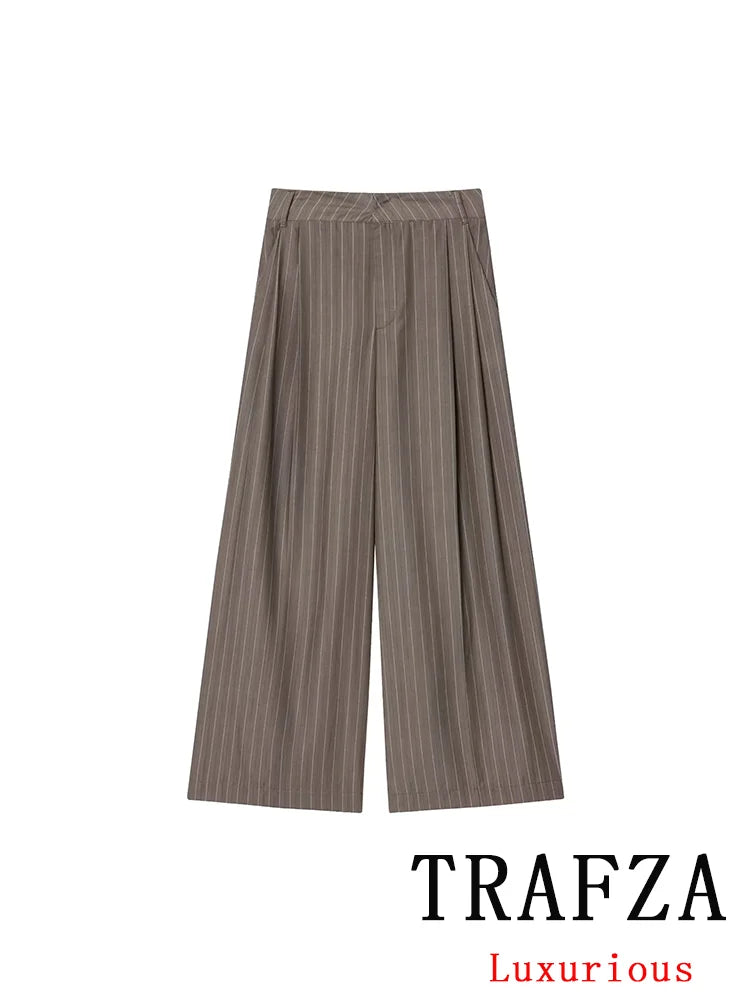 Traje de blazer y pantalón ancho de rayas (2 piezas)