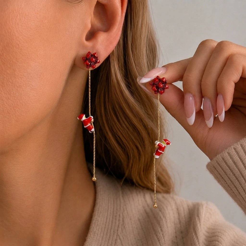 Pendientes navideños de Papá Noel