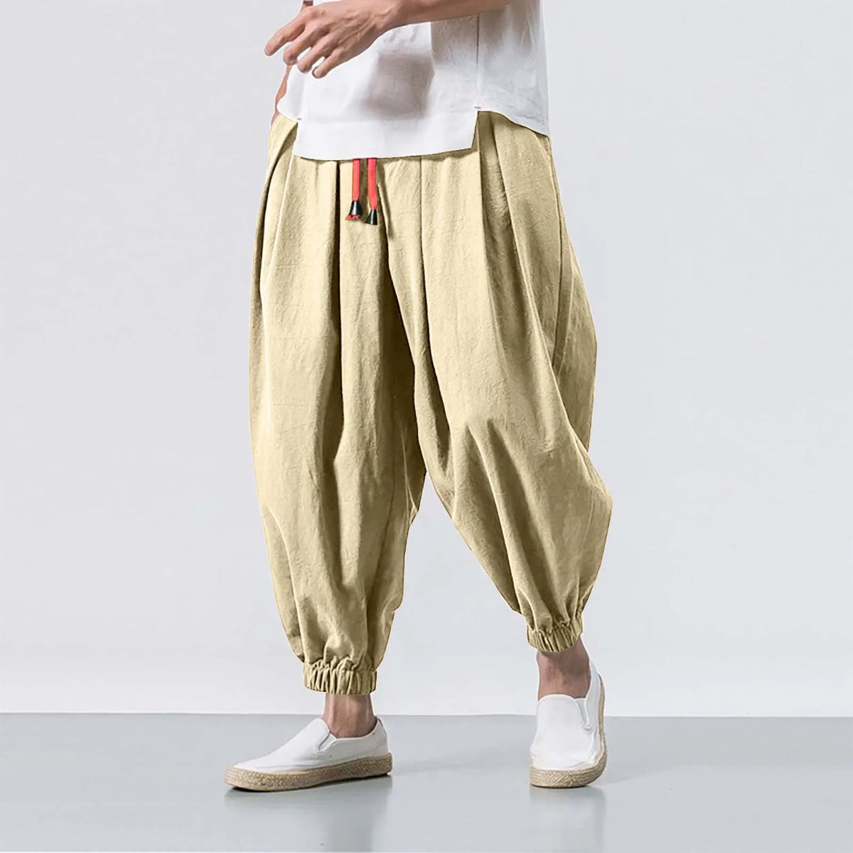 Pantalón holgado de lino para hombre (hasta 5XL)