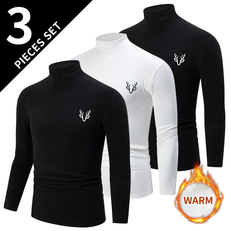 Camiseta interior de cuello alto para hombre (1 o 3 uds)