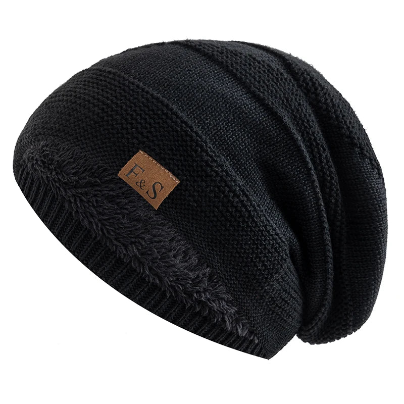 Gorro de punto holgado con forro de pelo