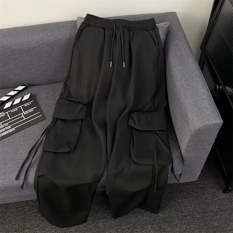 Pantalón vintage de cintura alta con bolsillos para mujer