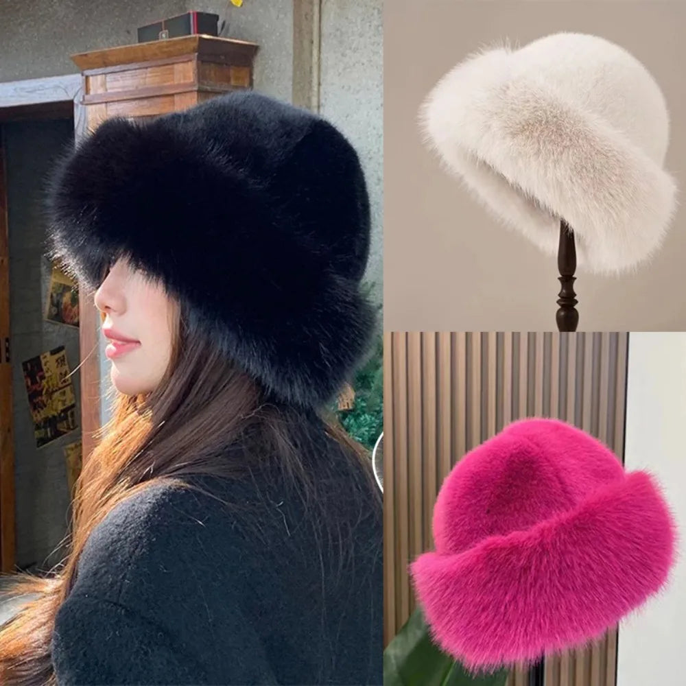 Gorro de pescador de pelo esponjoso para mujer