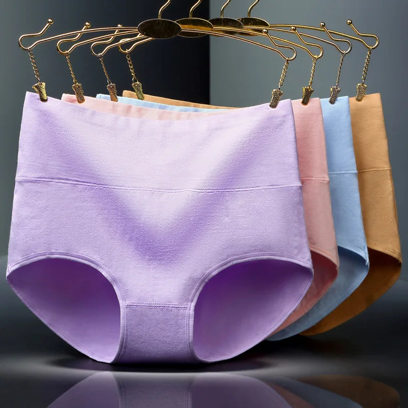 Pack de 4 bragas de cintura alta de algodón