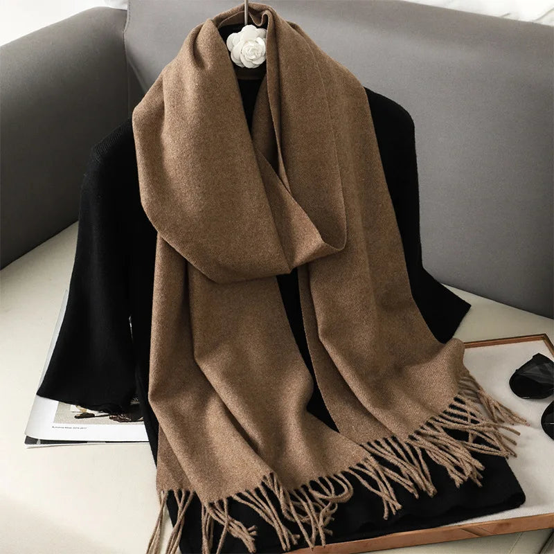 Bufanda de invierno lisa tacto cachemira