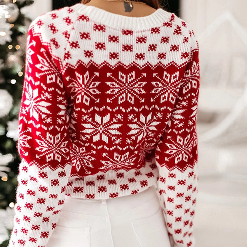 Jersey navideño de punto con copos de nieve