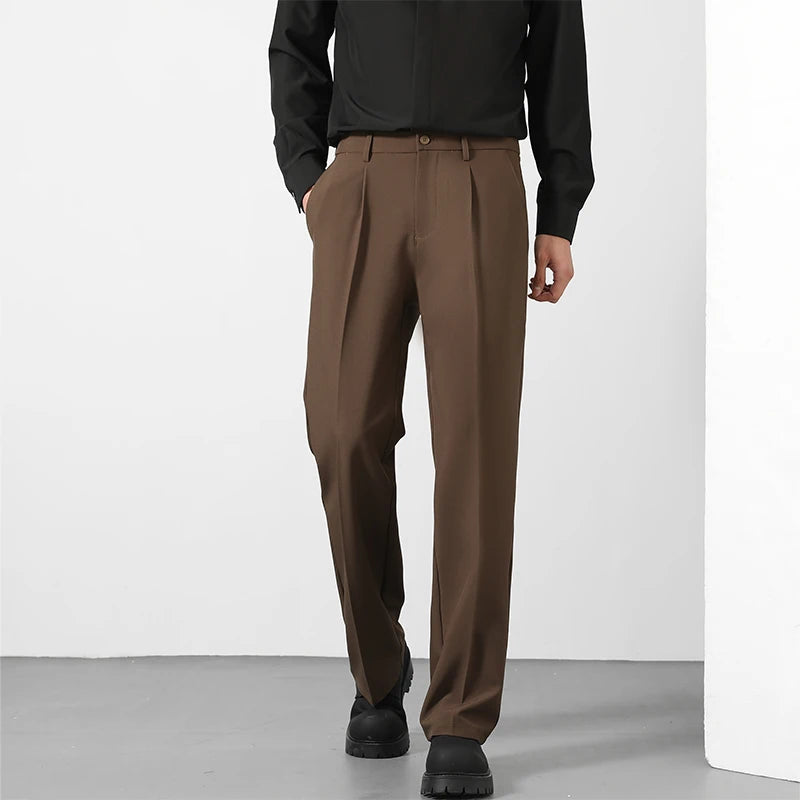 Pantalón de traje holgado de pierna recta para hombre