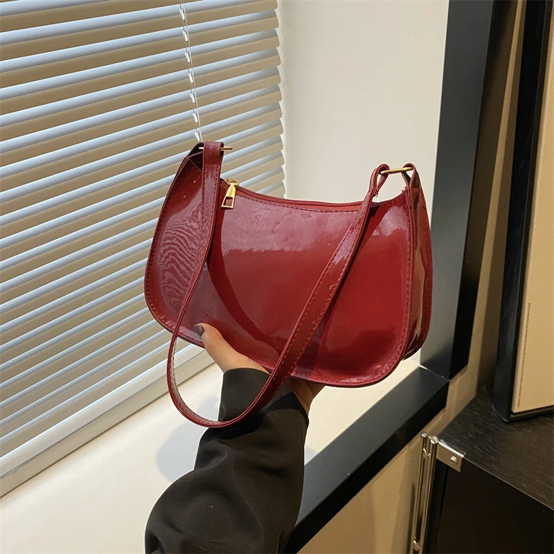 Bolso de hombro retro de piel sintética para mujer