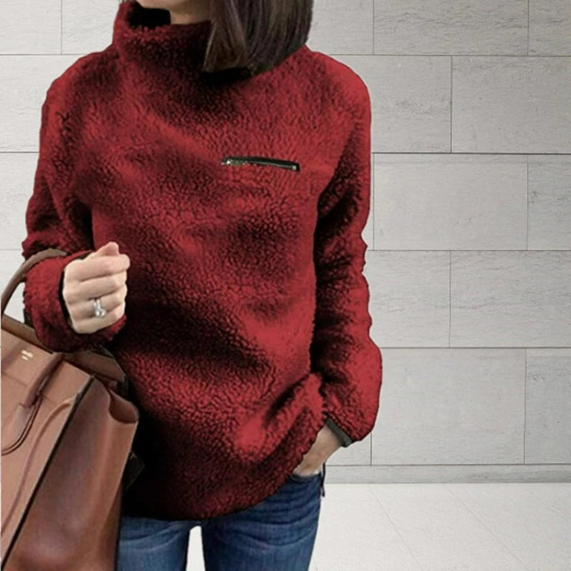 Jersey de cuello alto suave para mujer