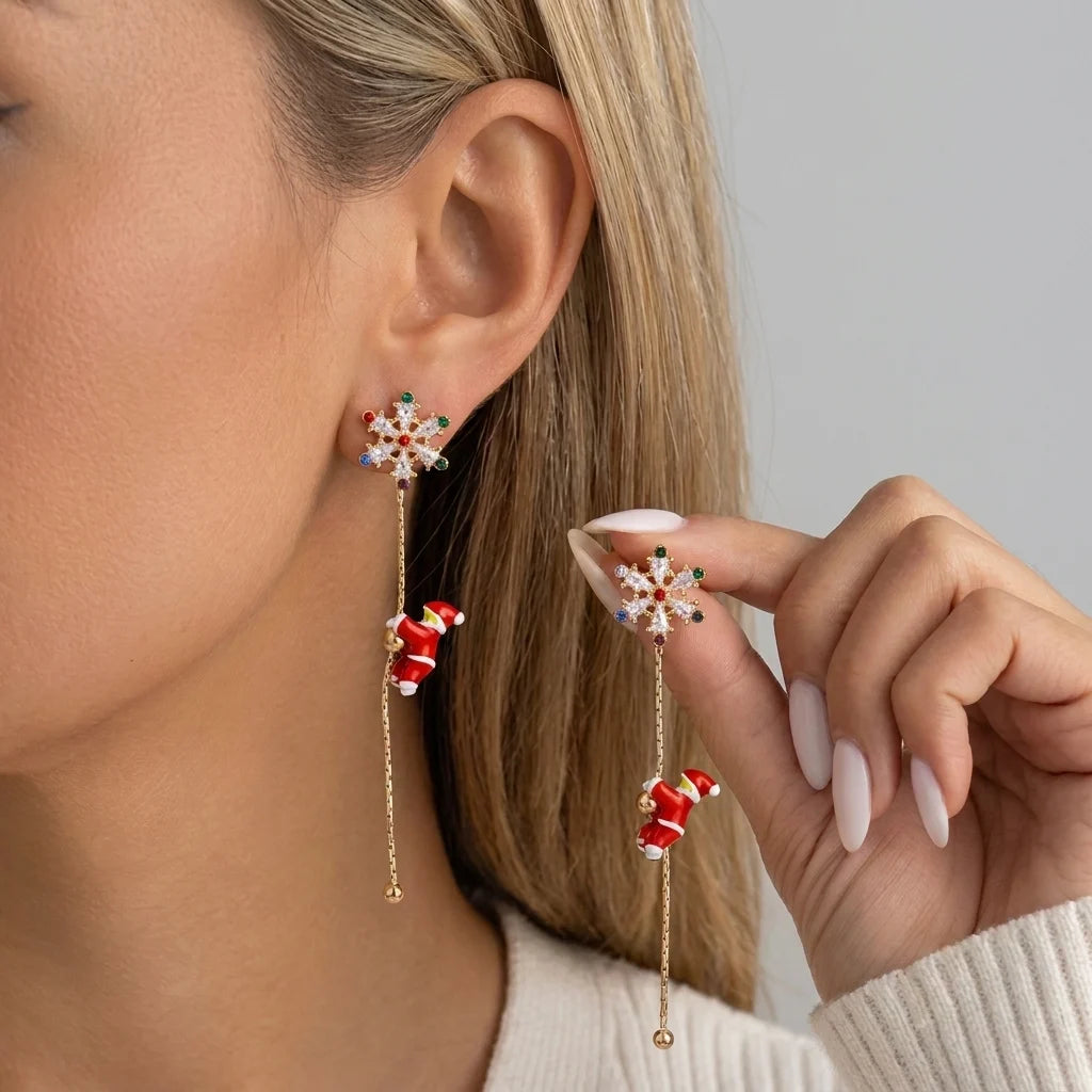 Pendientes navideños de Papá Noel