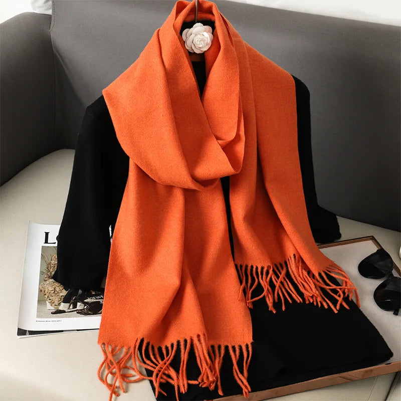 Bufanda de invierno lisa tacto cachemira