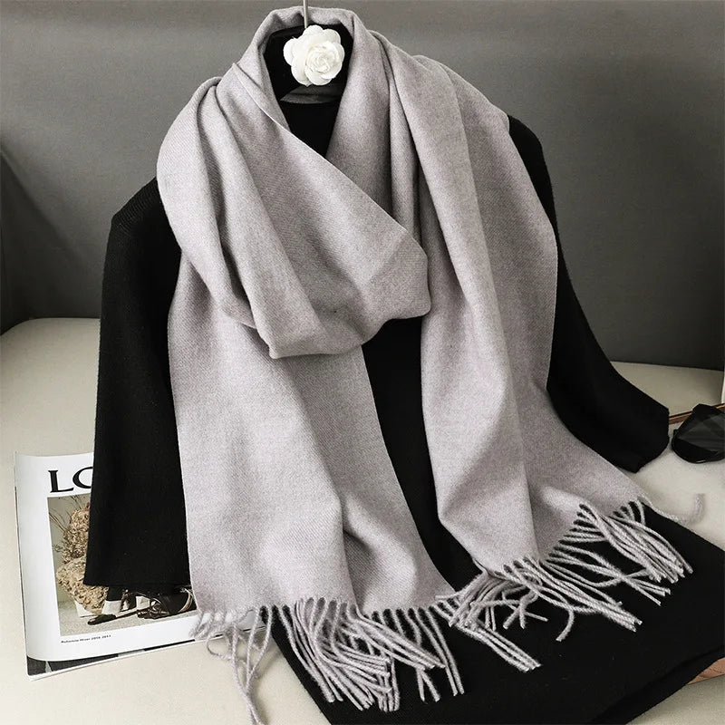 Bufanda de invierno lisa tacto cachemira