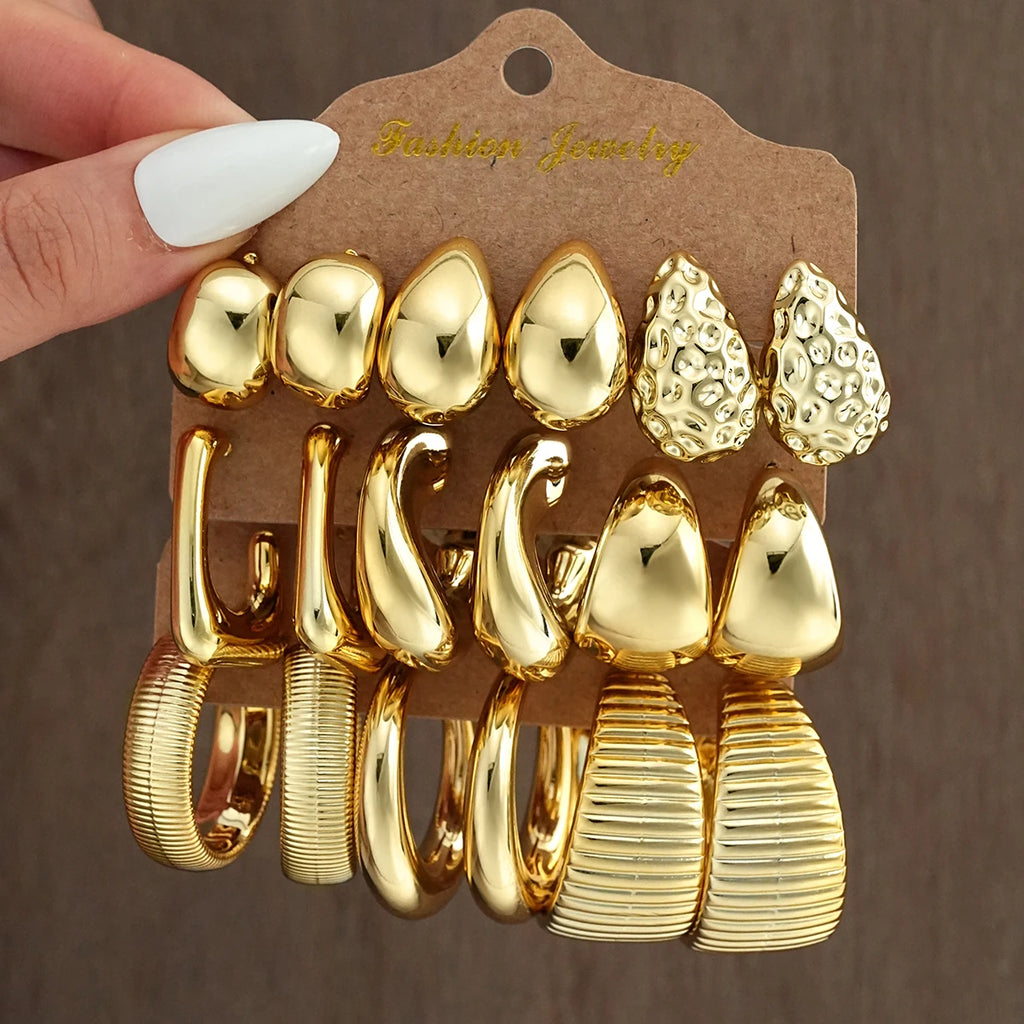 Set de pendientes de aro vintage (18 piezas)