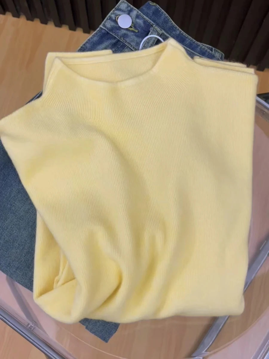 Jersey de punto vintage con cuello medio alto