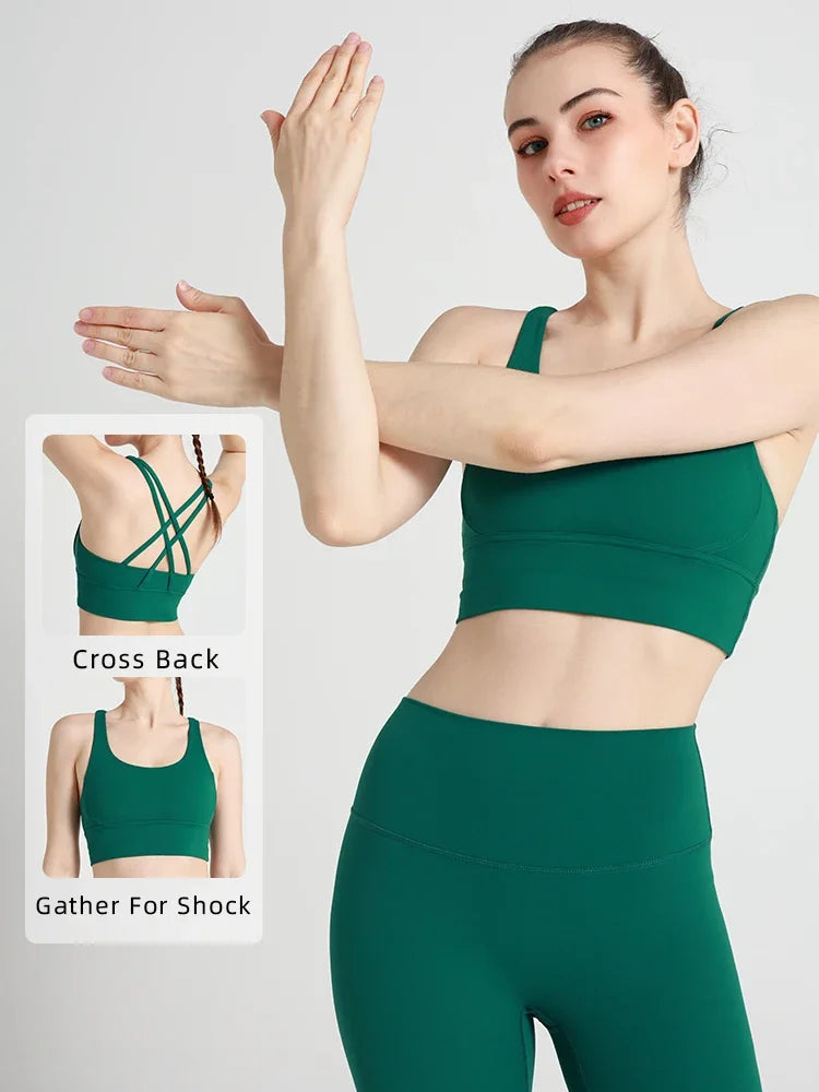Top deportivo de espalda cruzada para mujer