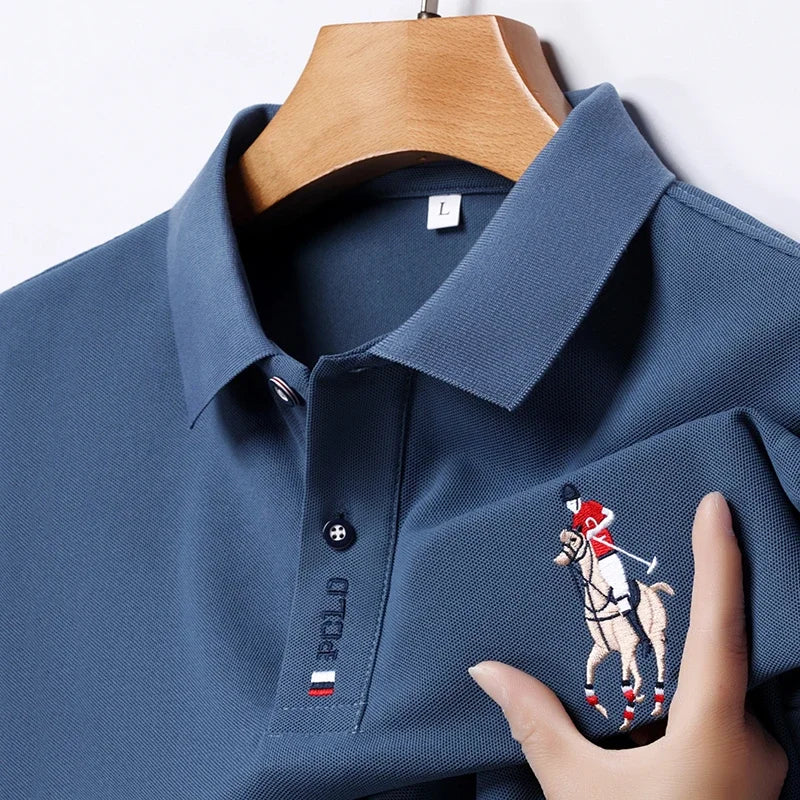 Polo bordado de manga corta para hombre