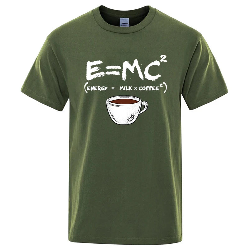 Camiseta divertida "Energy = Milk + Coffee" para hombre