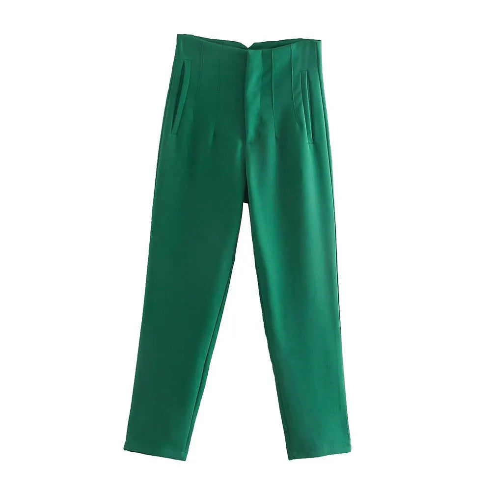 Pantalón de tiro alto básico en colores