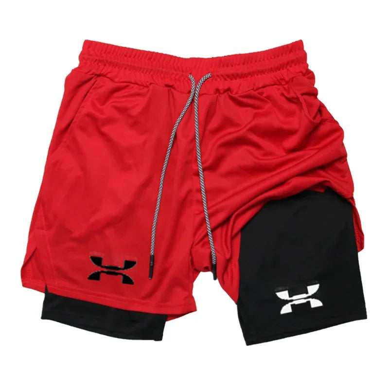 Pantalón corto 2 en 1 deportivo para hombre