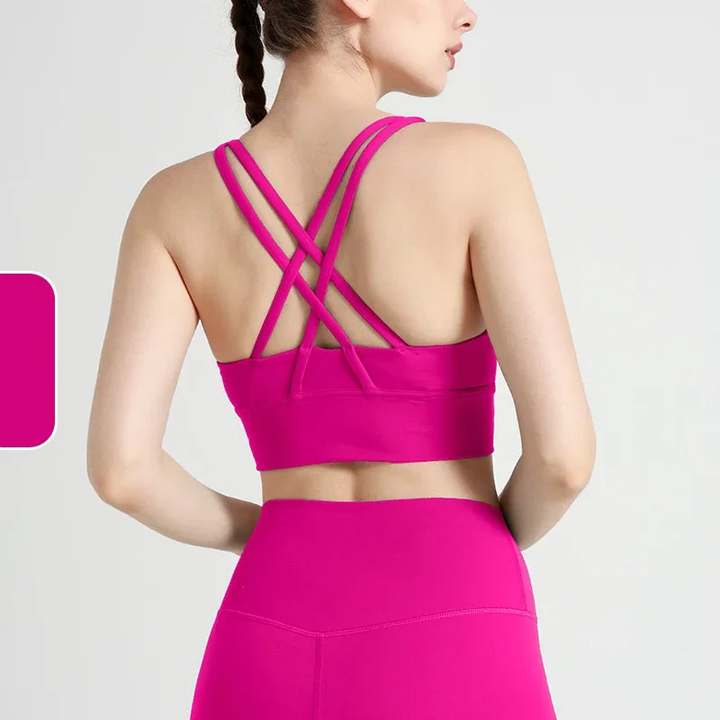 Top deportivo de espalda cruzada para mujer