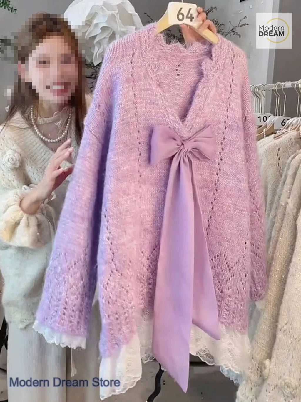 Jersey de punto holgado estilo francés para mujer (tallas grandes)