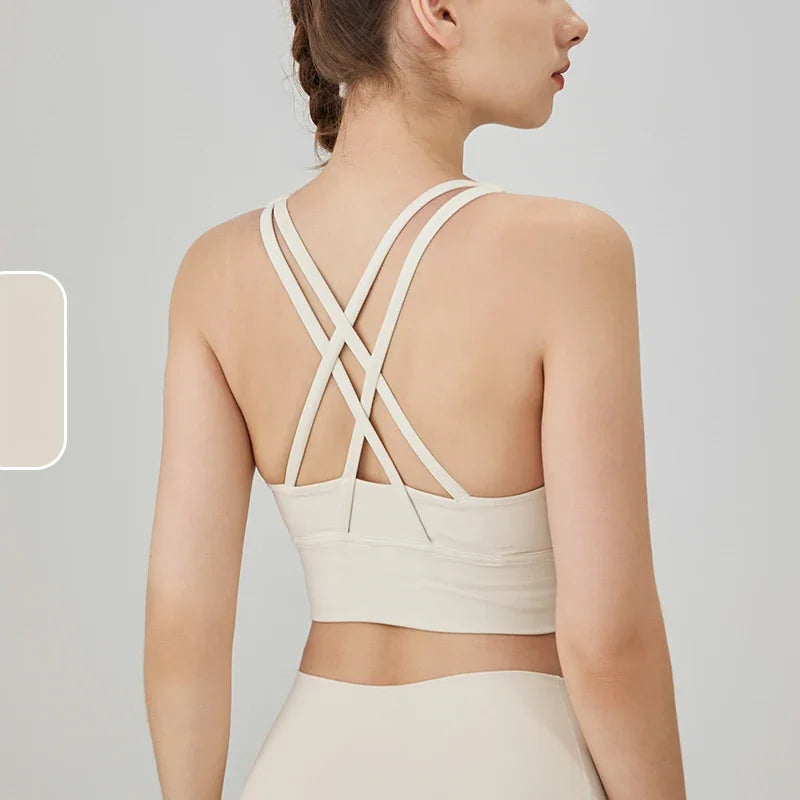 Top deportivo de espalda cruzada para mujer