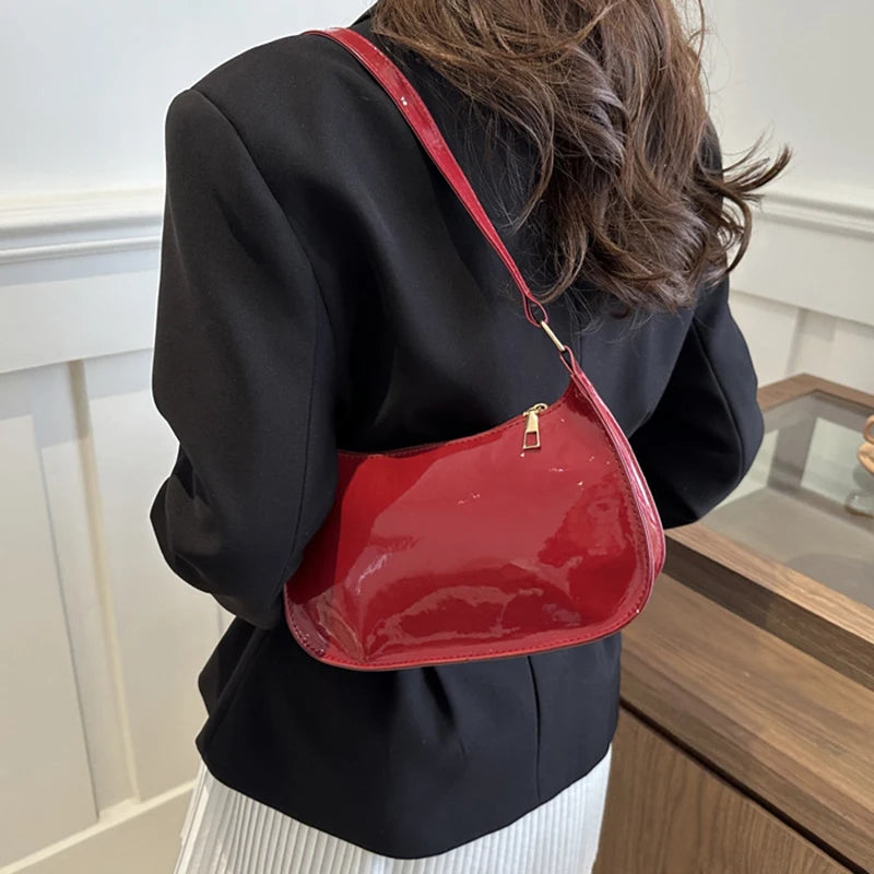 Bolso de hombro retro de piel sintética para mujer