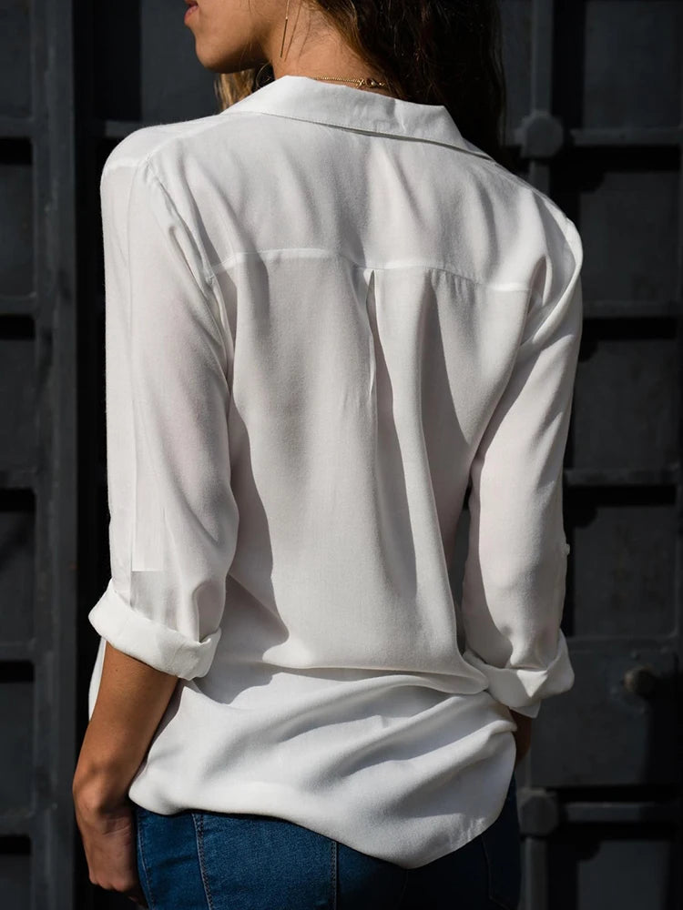Blusa holgada de gasa de manga larga