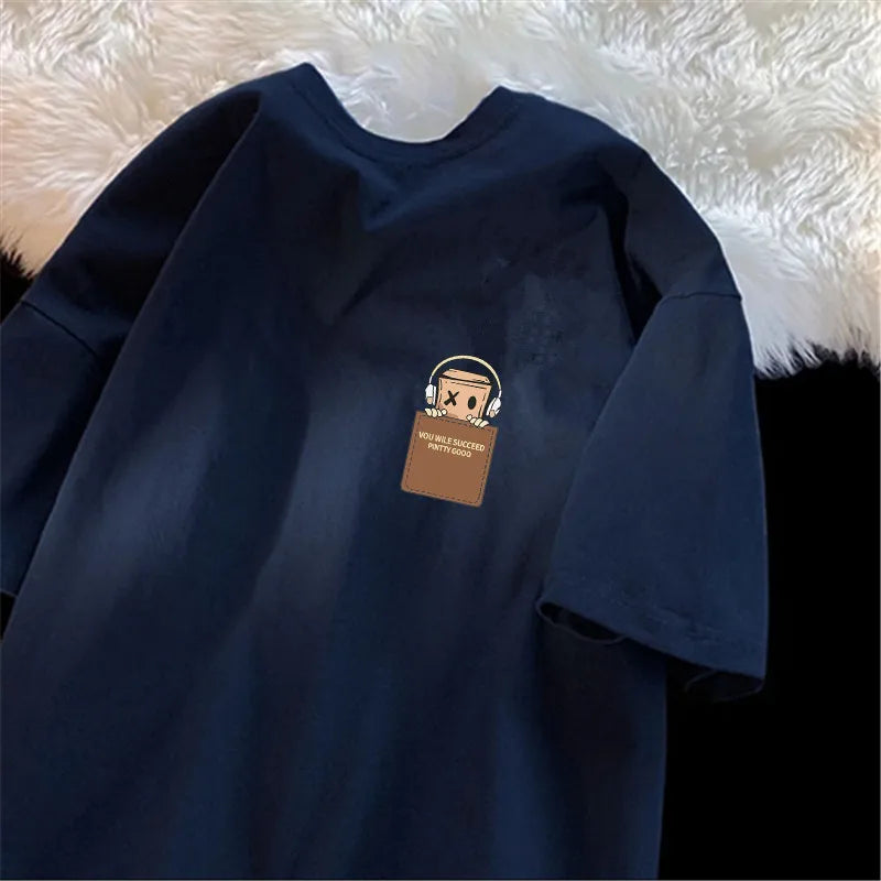 Camiseta oversize de algodón con estampado minimalista