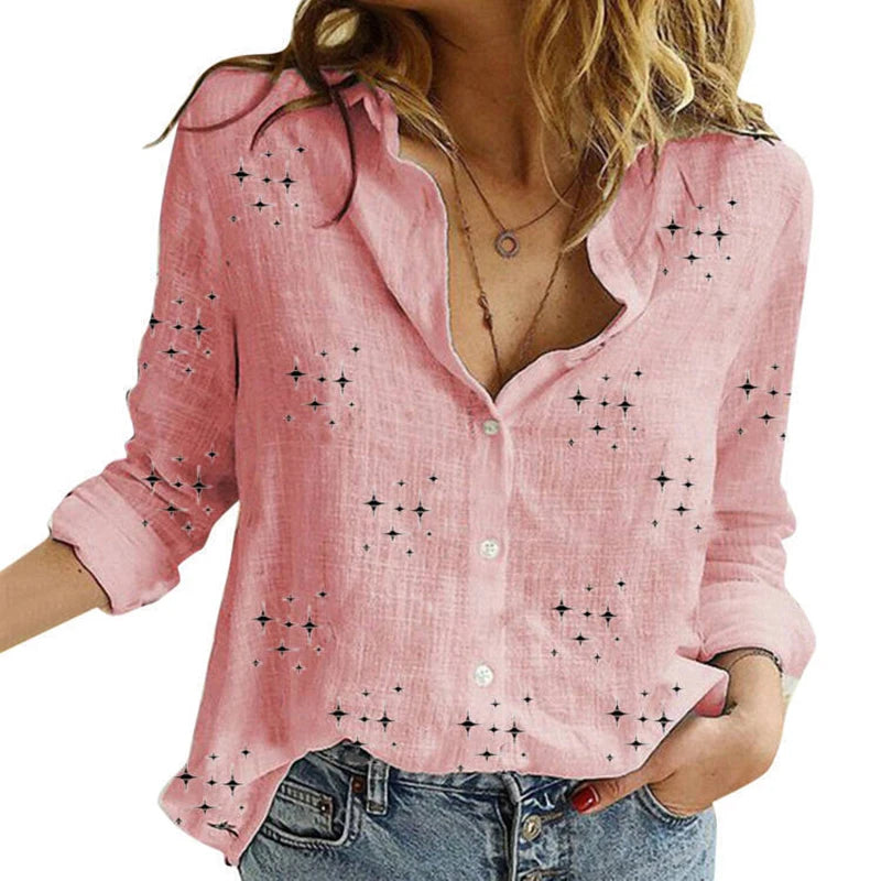Camisa de algodón y lino con botones