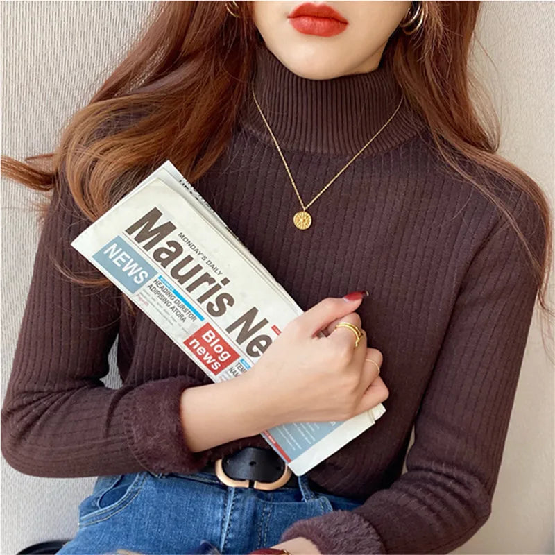 Jersey de cuello alto con forro afelpado (talla única)