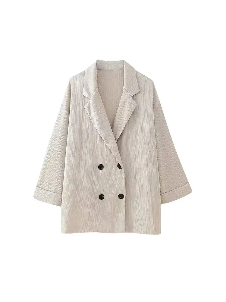 Traje de blazer cruzado y pantalón ancho