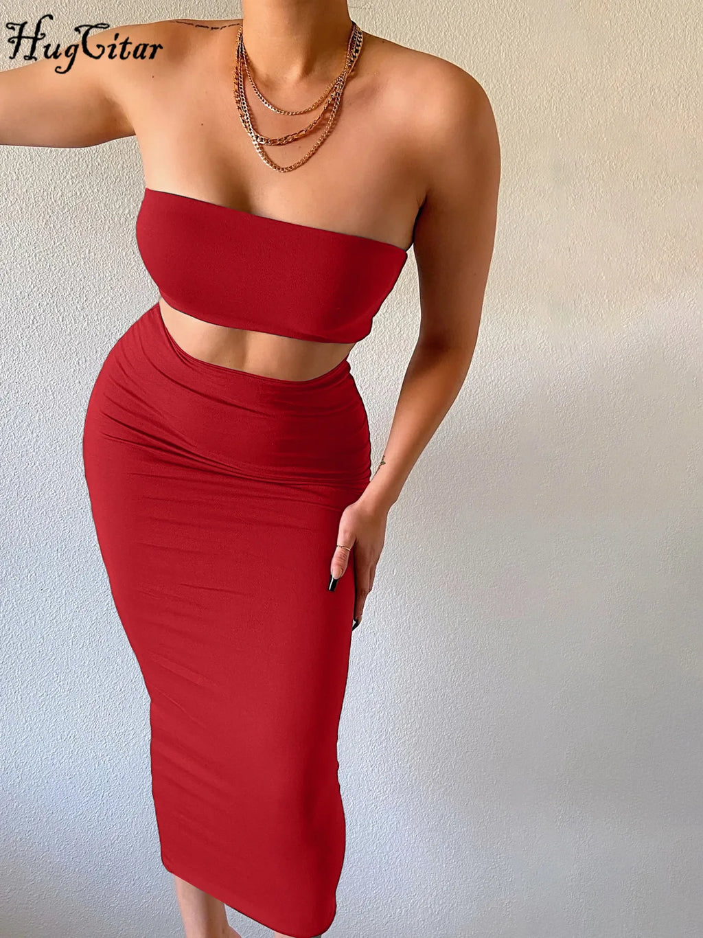 Conjunto de top palabra de honor y falda midi