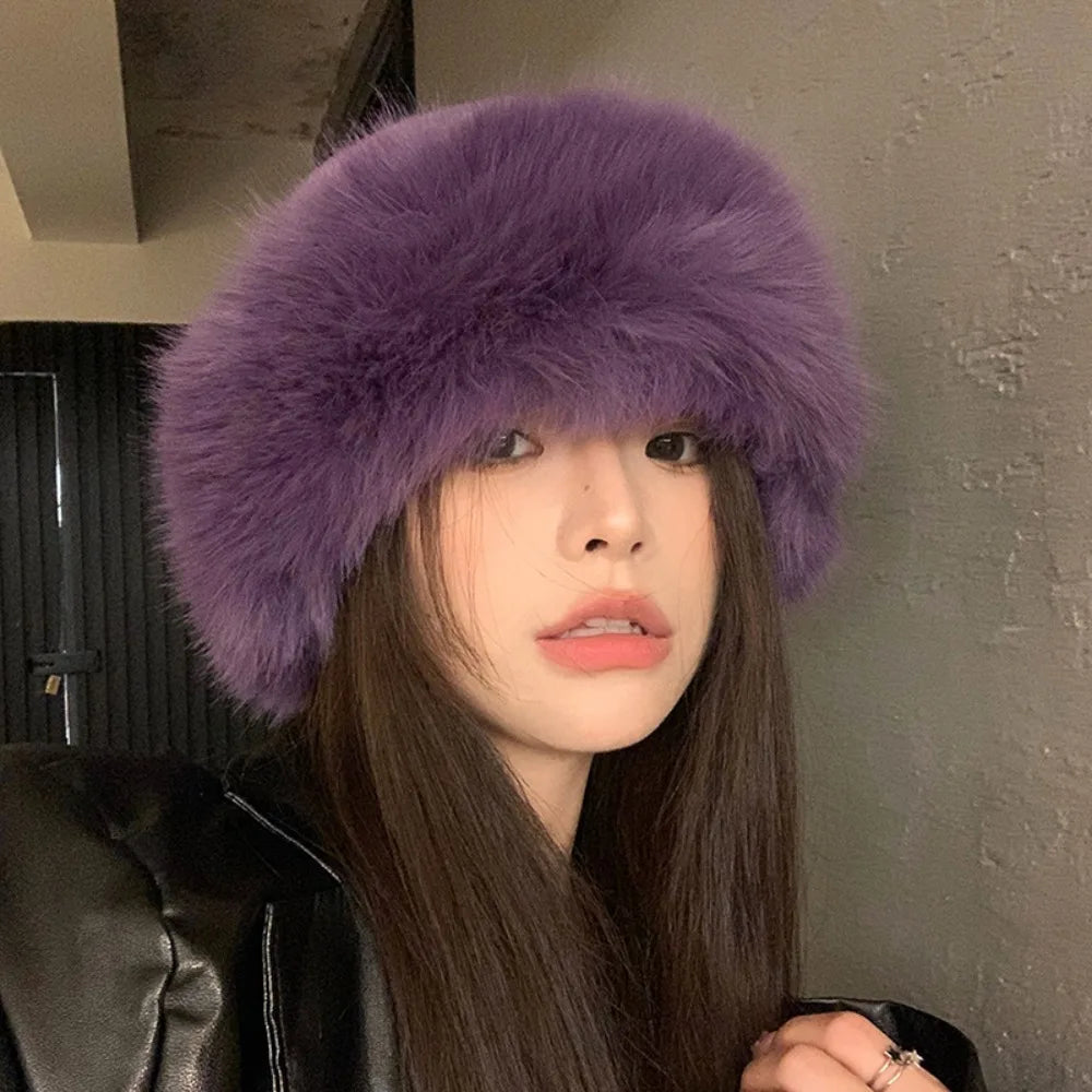Gorro de pescador de pelo esponjoso para mujer