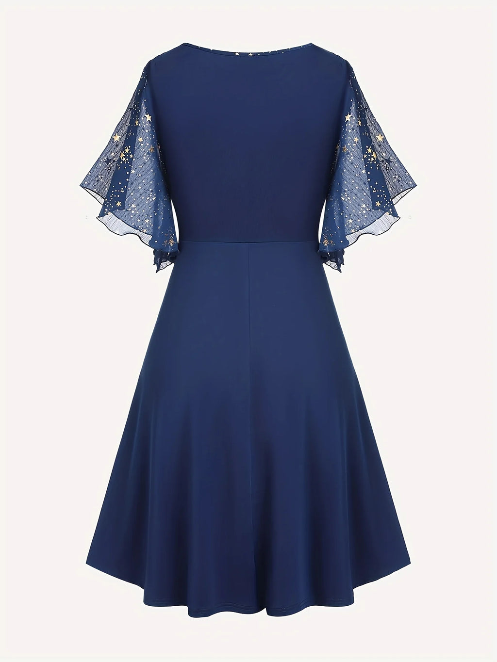 Vestido estampado de estrellas con manga mariposa (tallas grandes)
