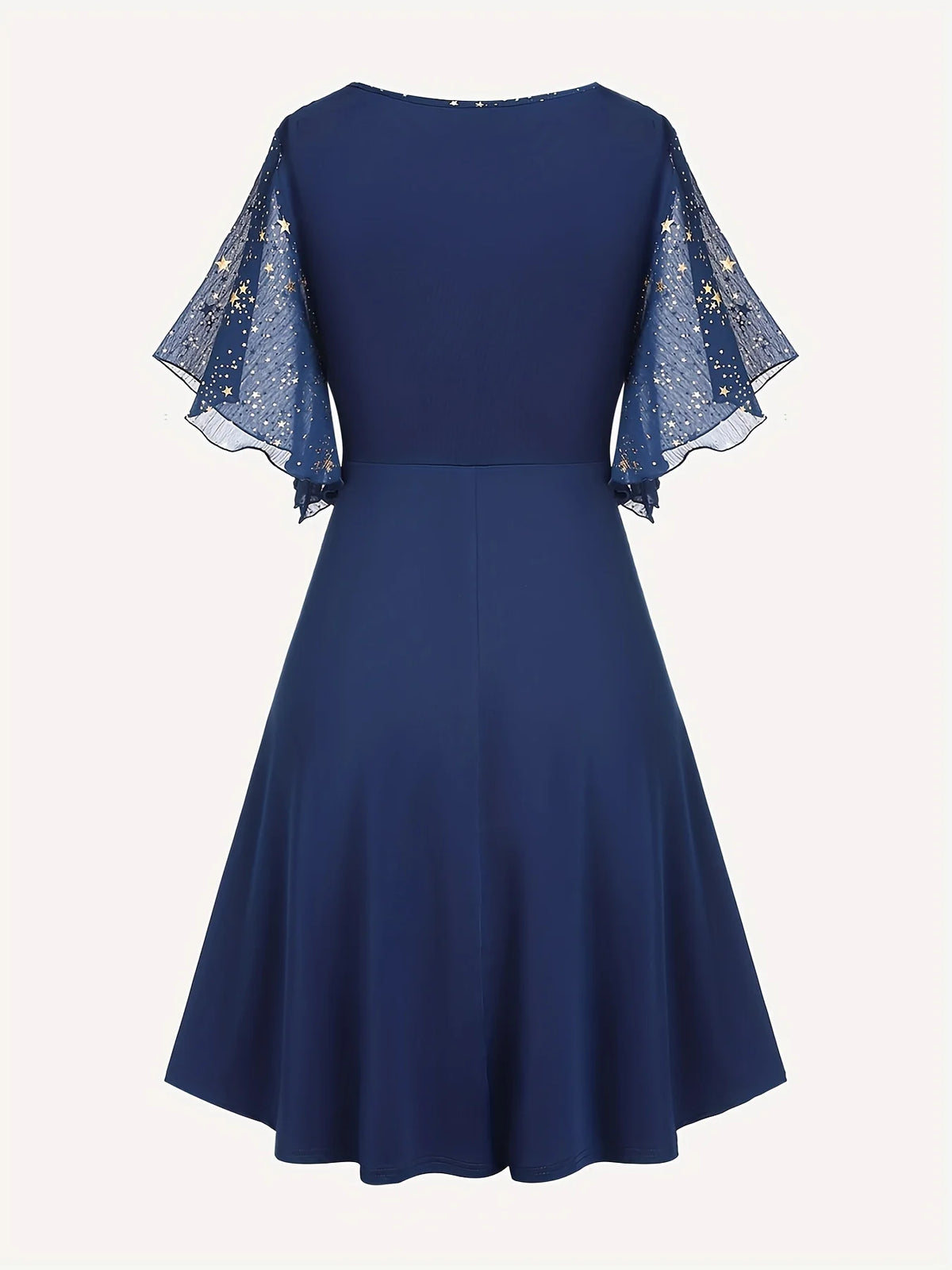 Vestido estampado de estrellas con manga mariposa (tallas grandes)