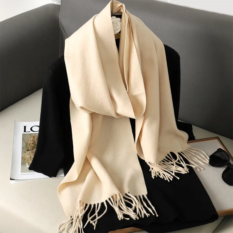 Bufanda de invierno lisa tacto cachemira